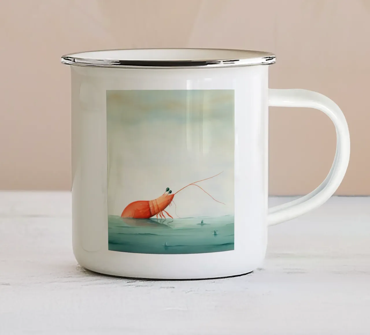 Gamberetti minimi 2 tazza in smalto da Minimal Animal Art
