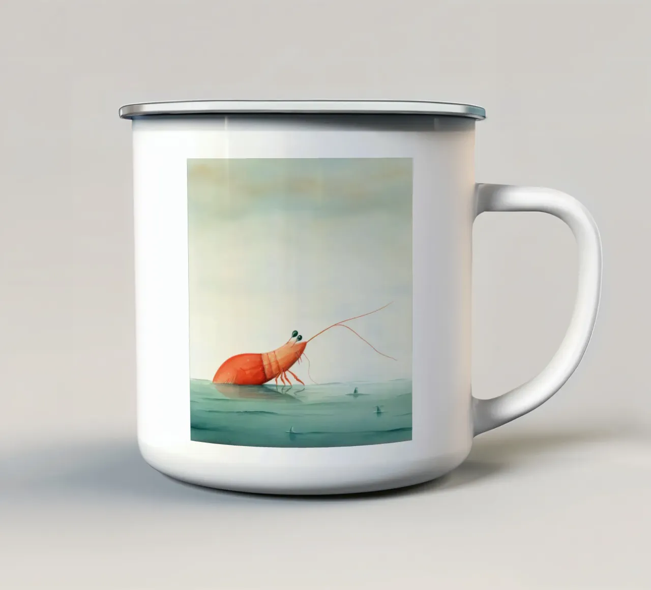 Gamberetti minimi 2 tazza in smalto da Minimal Animal Art