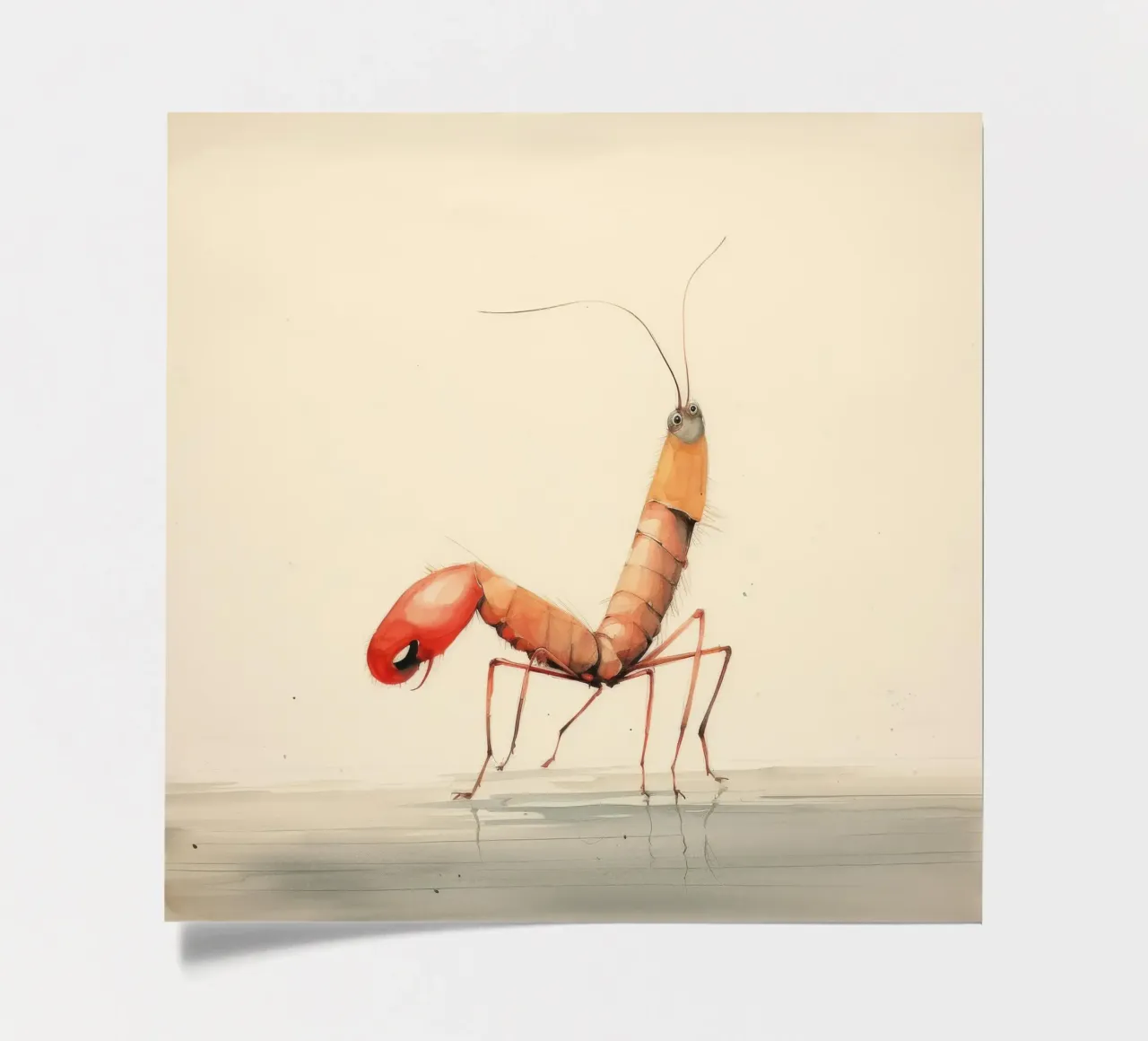 Minimal Shrimp 3 sticker sheet by Minimal Animal Art