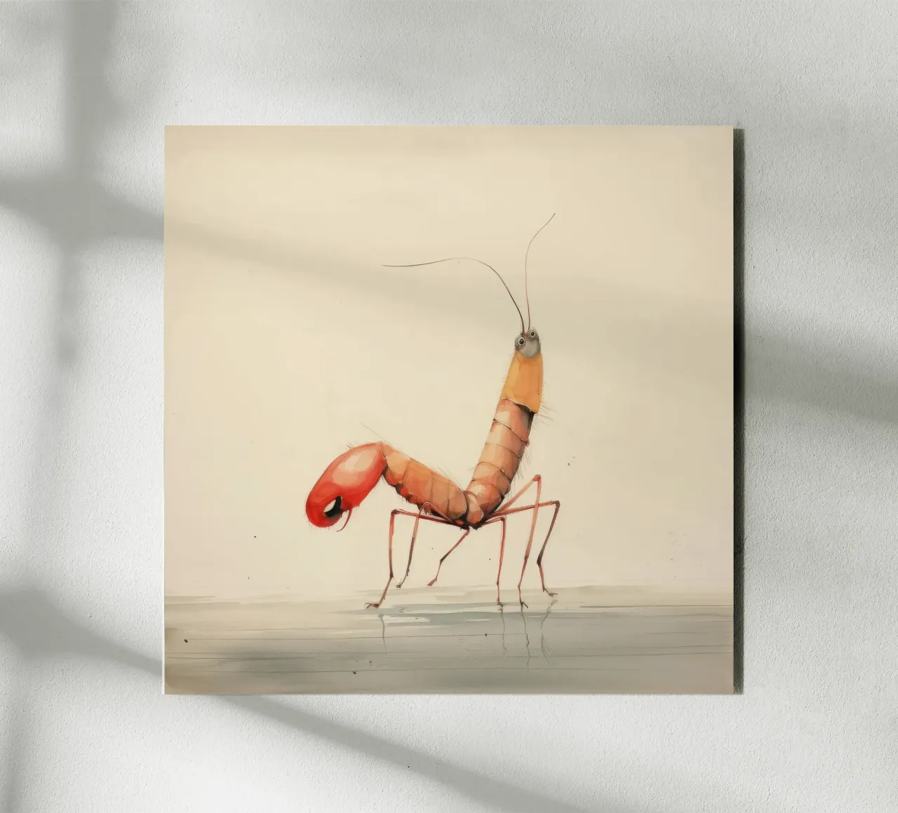 Gamberetti minimi 3 alluminio dibond da Minimal Animal Art