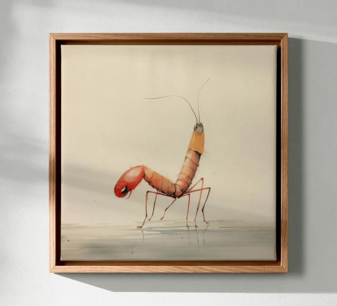 Minimal Shrimp 3 canvas by Minimal Animal Art