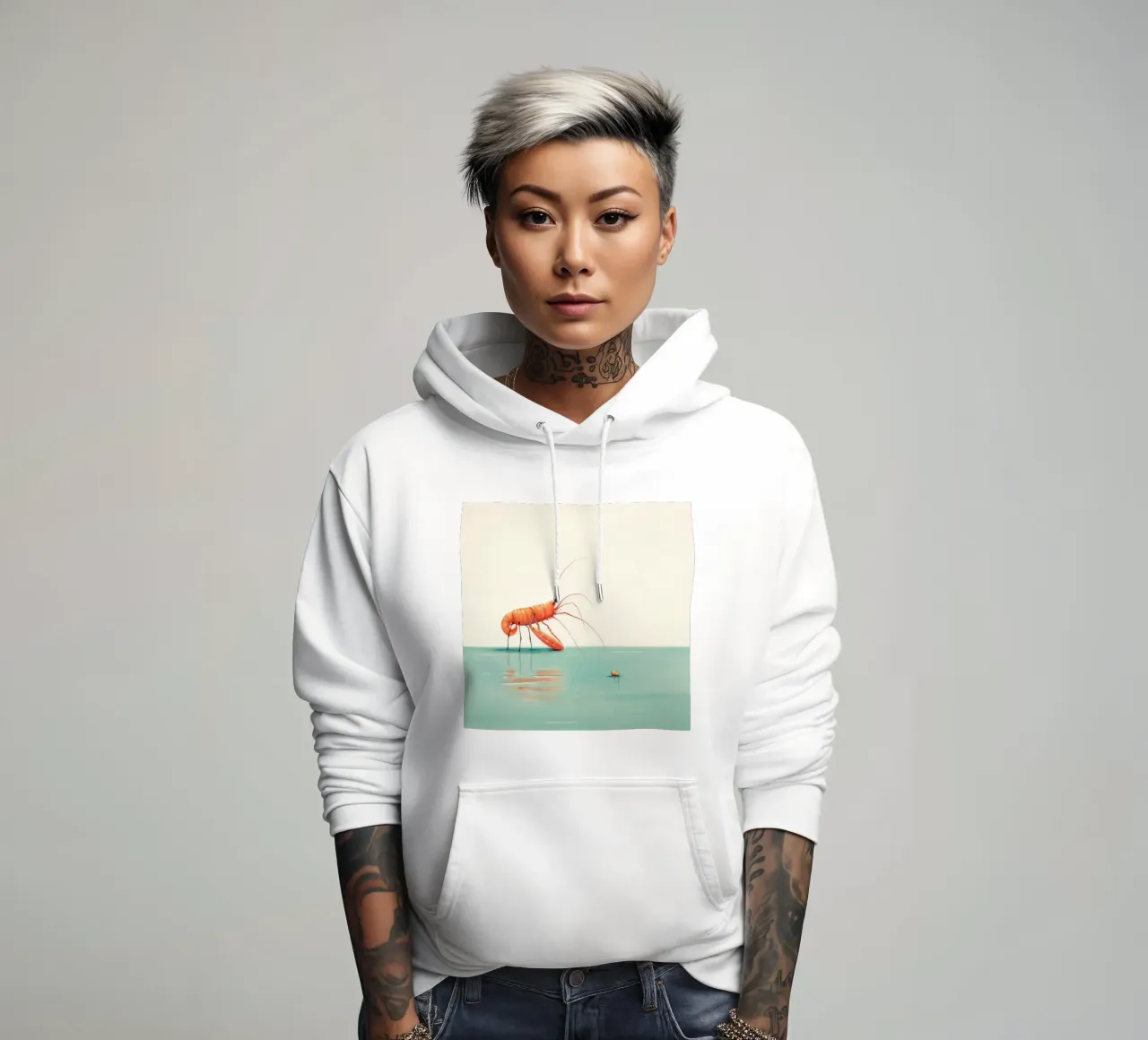 Gamberetti minimi 4 felpa con cappuccio da Minimal Animal Art