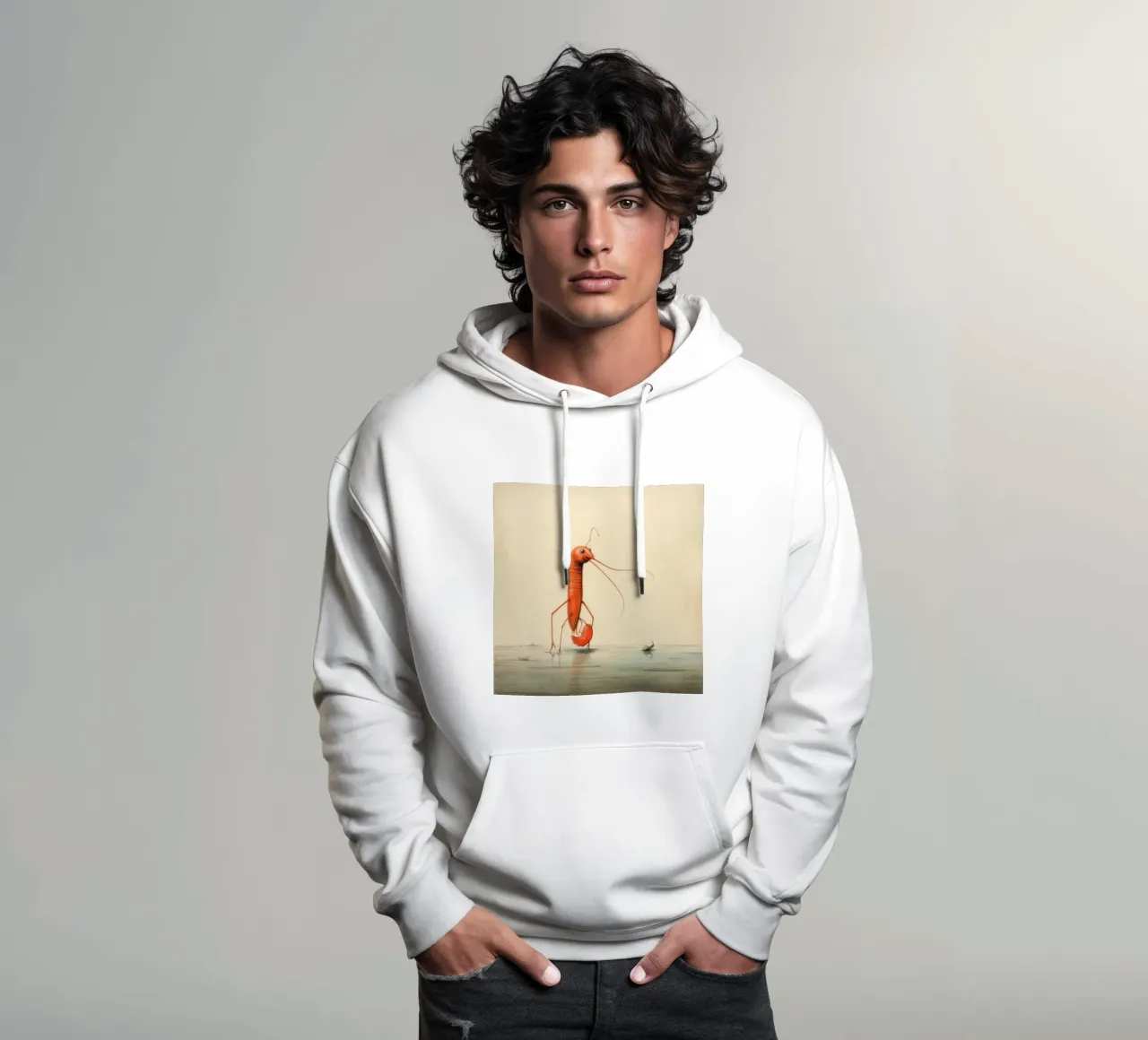 Gamberetti minimi 1 felpa con cappuccio da Minimal Animal Art