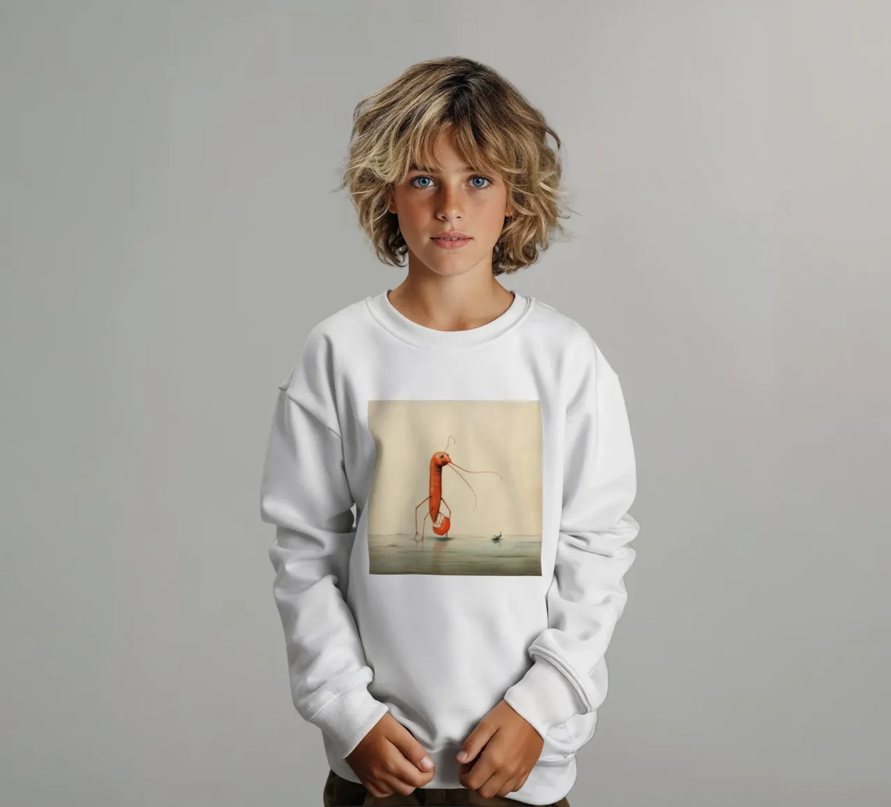 Gamberetti minimi 1 felpa bambino da Minimal Animal Art