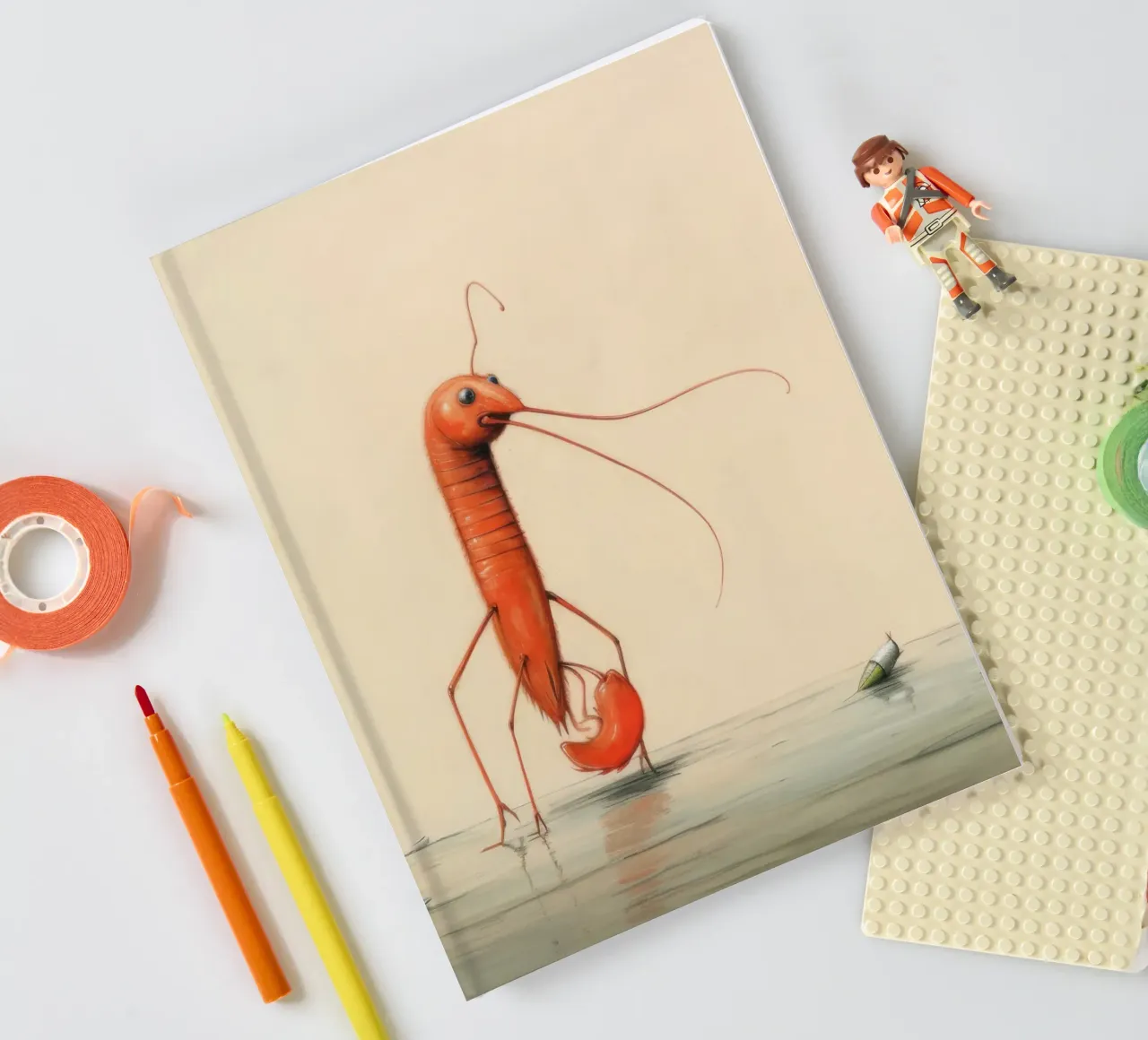 Minimal Shrimp 1 notebook by Minimal Animal Art