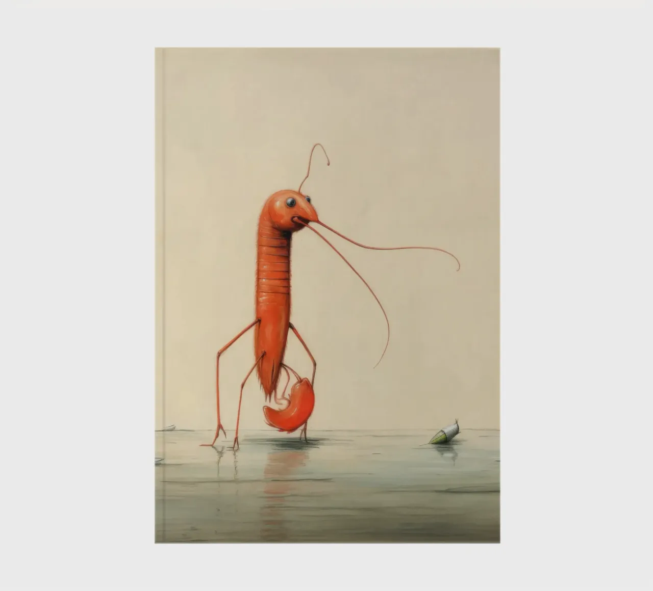 Minimal Shrimp 1 notebook by Minimal Animal Art