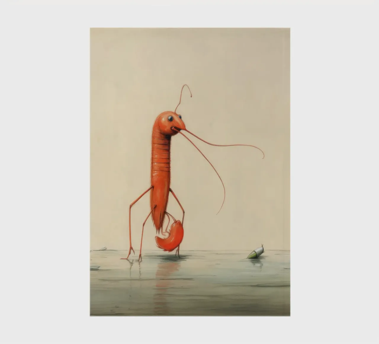 Minimal Shrimp 1 notebook by Minimal Animal Art