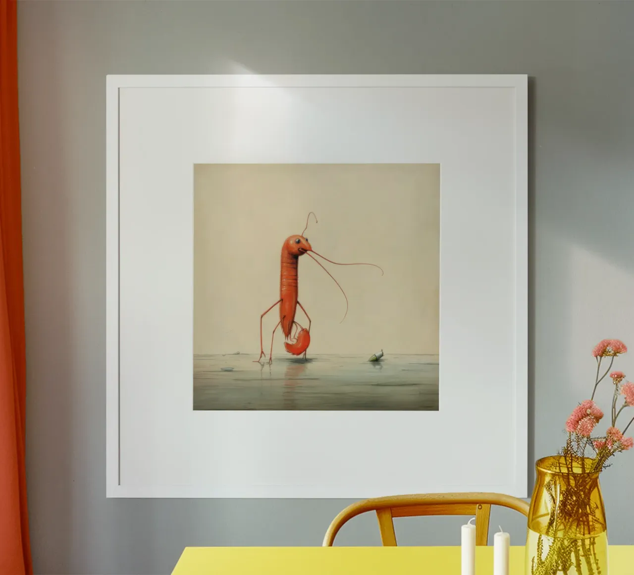 Crevettes minimales 1 poster de Minimal Animal Art