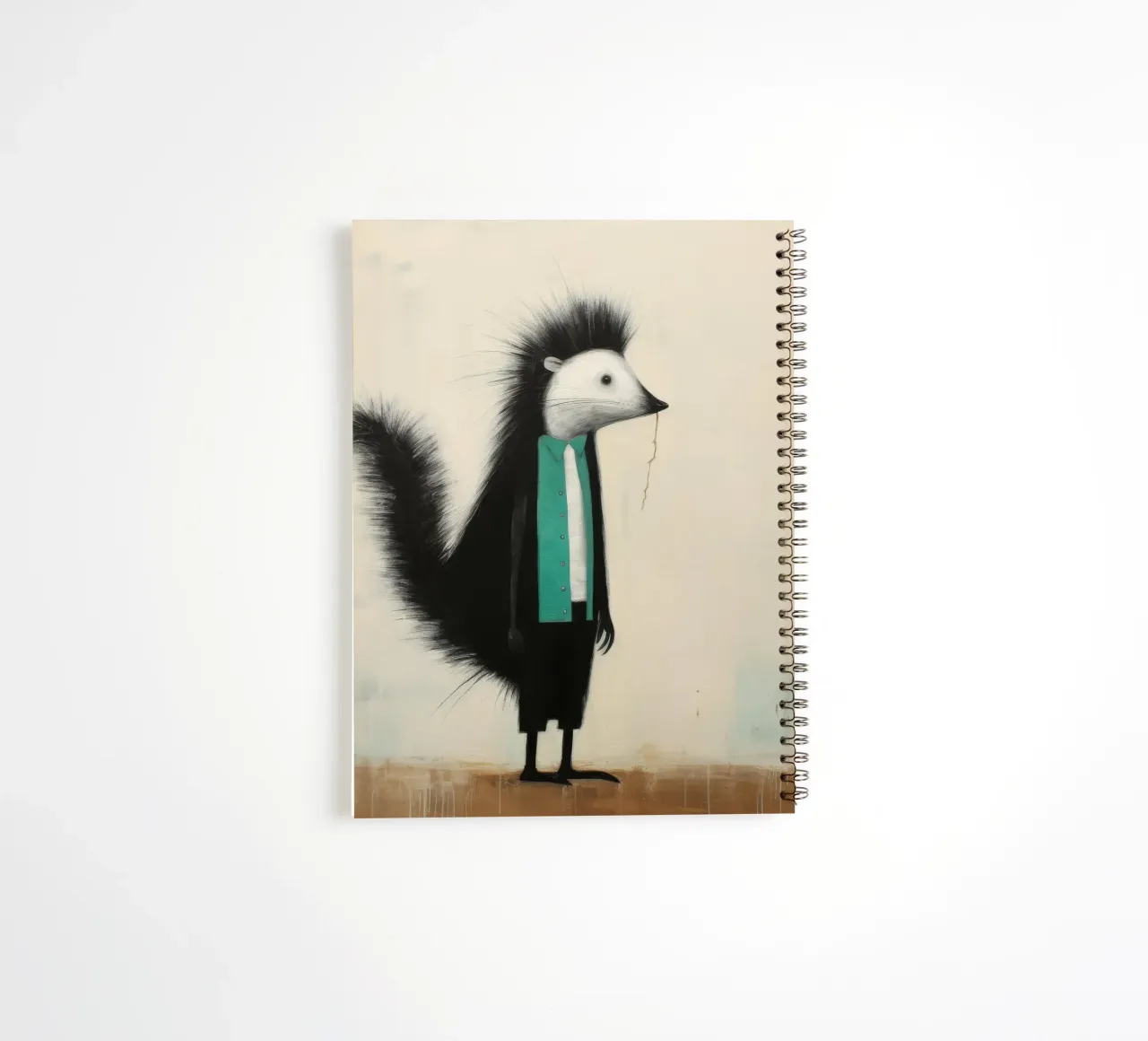 Minimal Skunk 2 spiral notebook by Minimal Animal Art