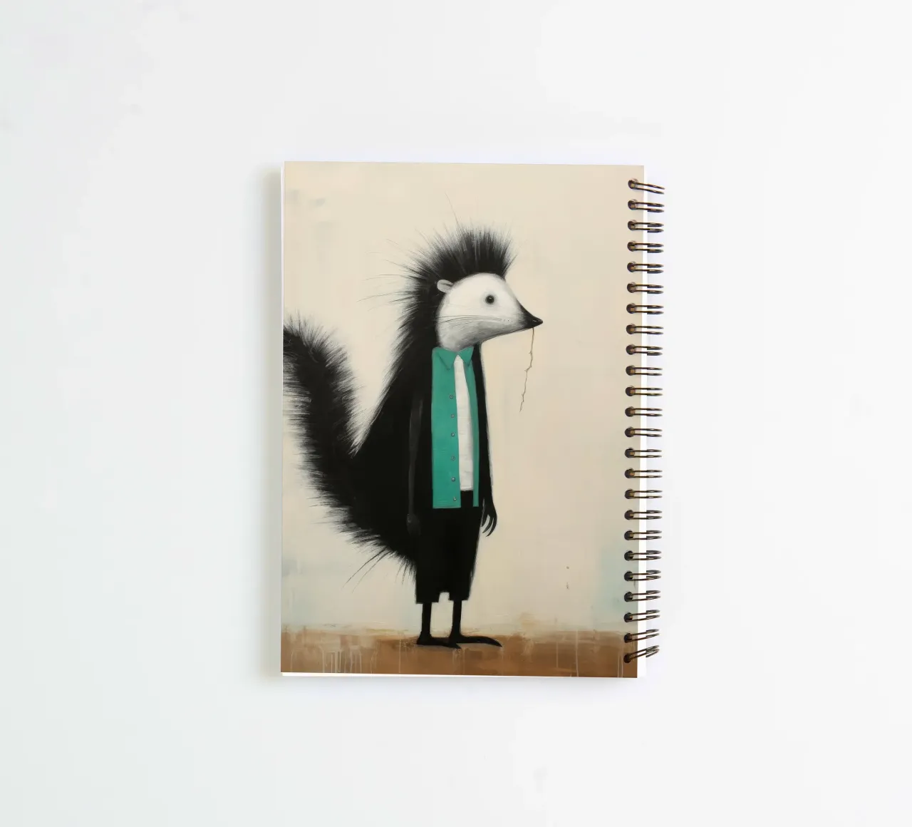 Minimal Skunk 2 spiral notebook by Minimal Animal Art