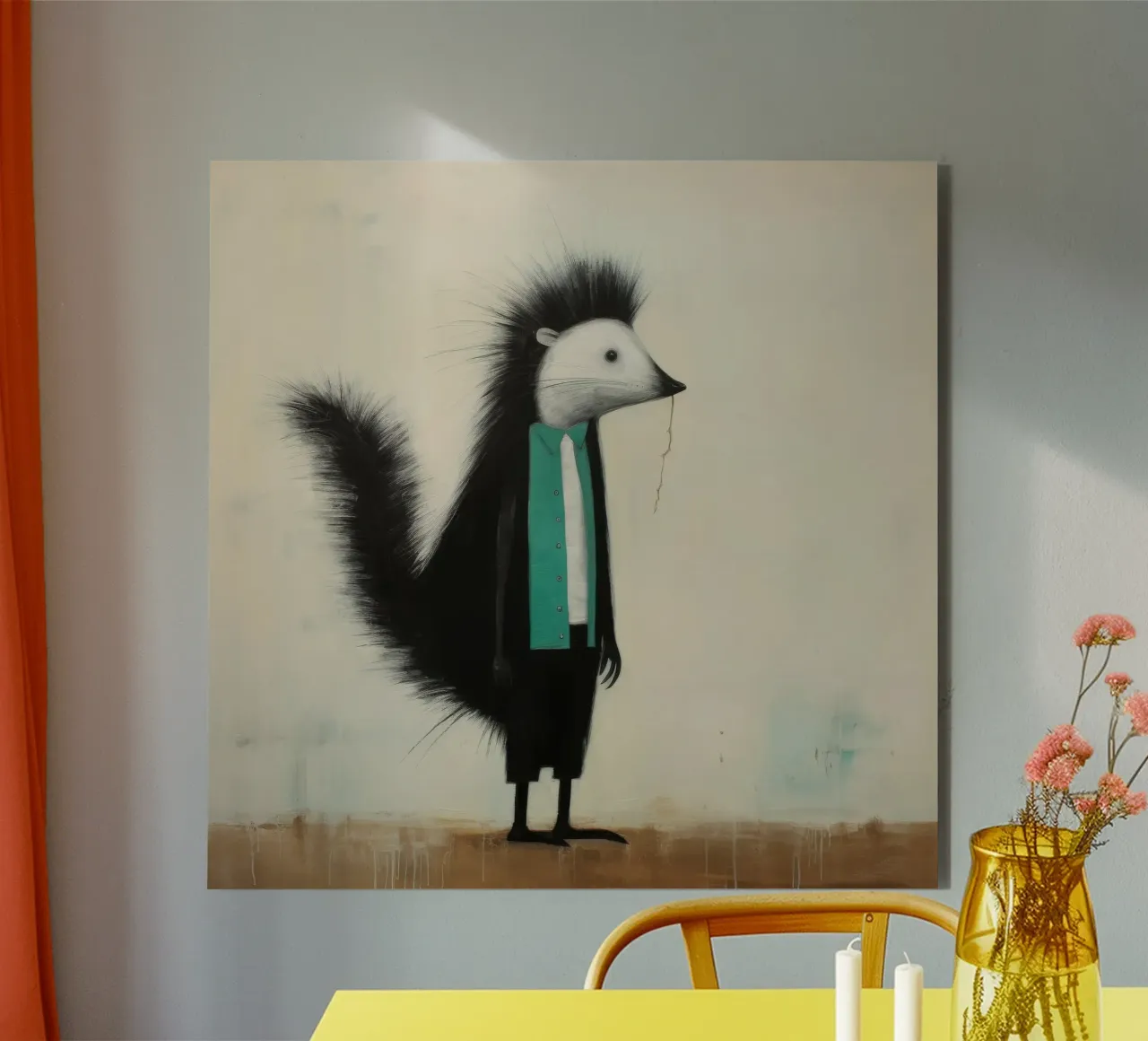 Minimal Skunk 2 alluminio dibond da Minimal Animal Art