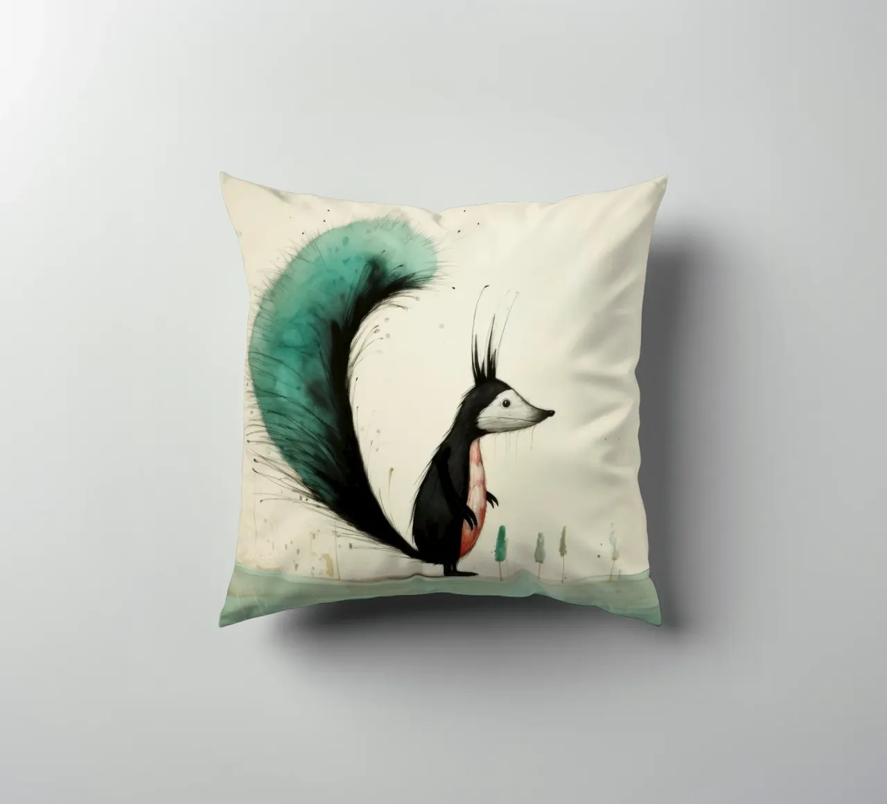 Minimal Skunk 3 cuscino da Minimal Animal Art