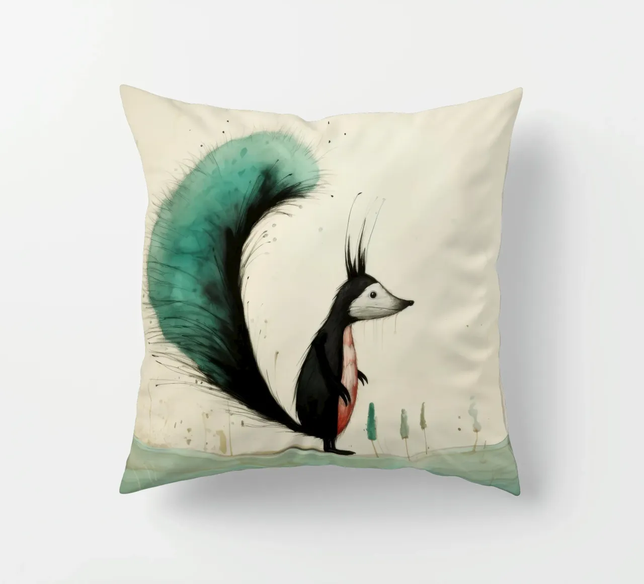 Minimal Skunk 3 cuscino da Minimal Animal Art
