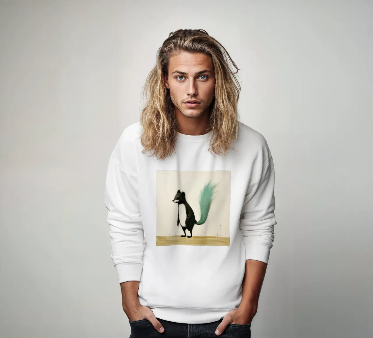 Minimal Skunk 4 sweatshirt by Minimal Animal Art