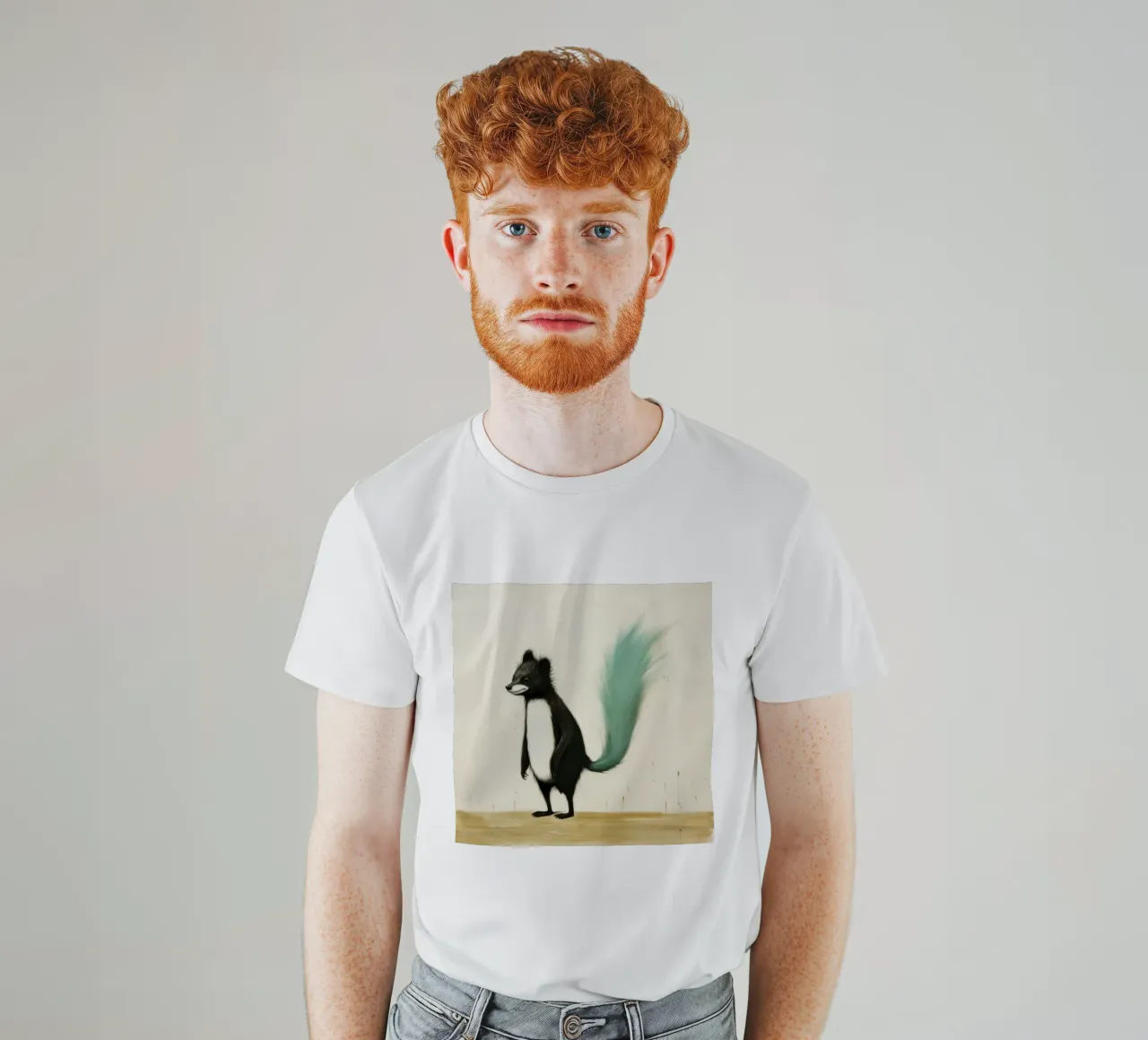 Minimal Skunk 4 t-shirt da Minimal Animal Art
