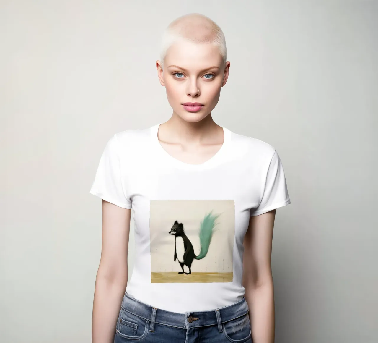 Minimal Skunk 4 t-shirt da donna da Minimal Animal Art