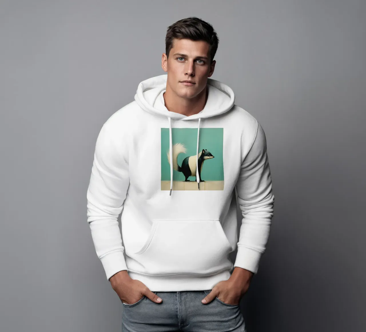 Minimal Skunk 1 felpa con cappuccio da Minimal Animal Art