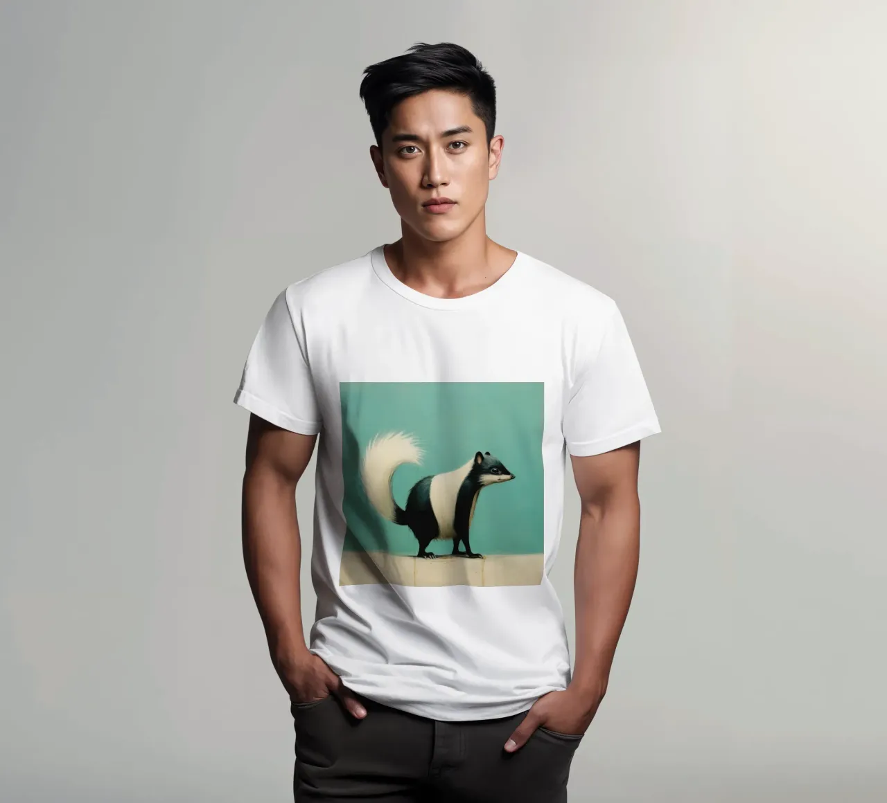 Minimal Skunk 1 t-shirt da Minimal Animal Art