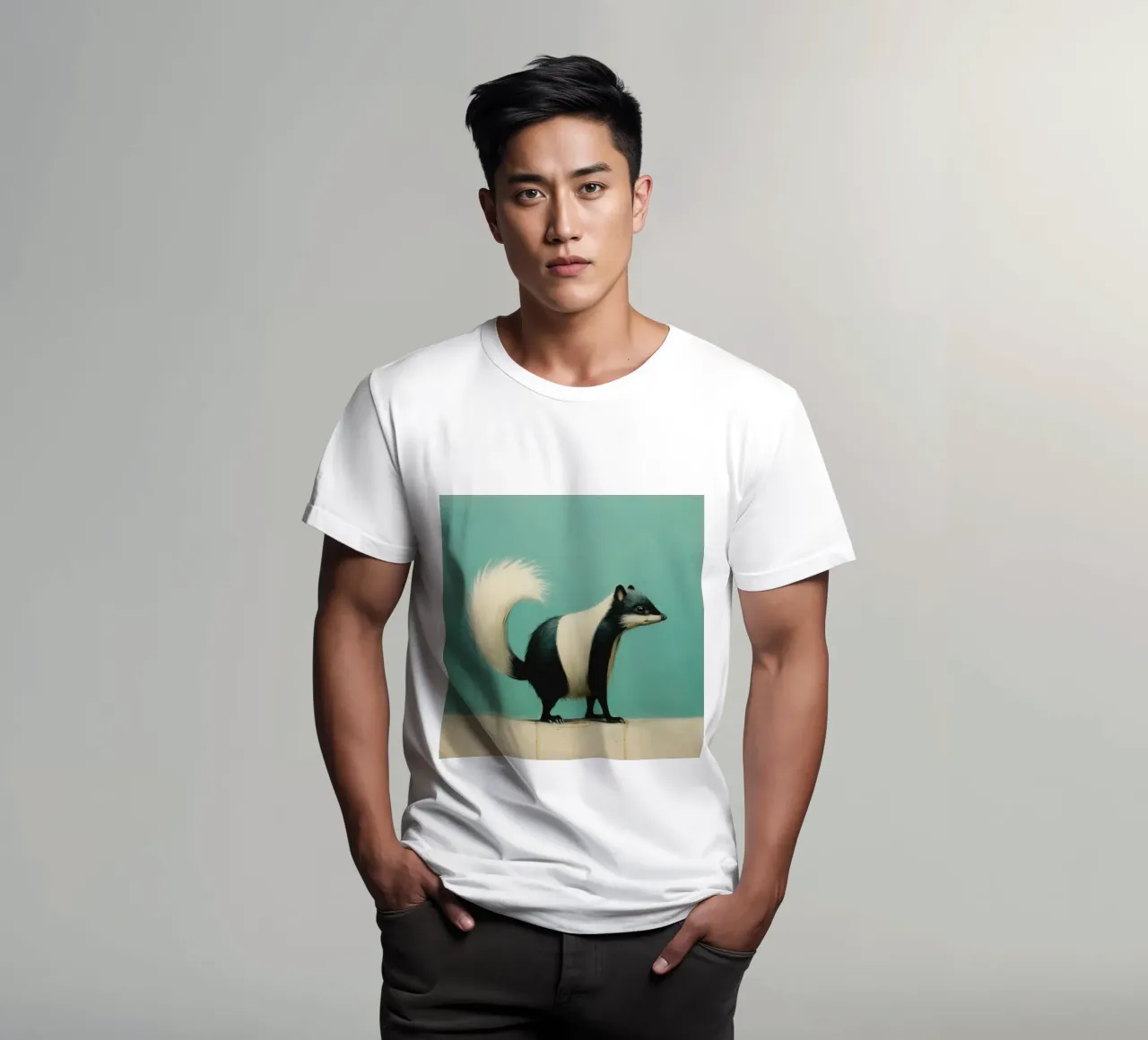 Minimal Skunk 1 t-shirt da Minimal Animal Art