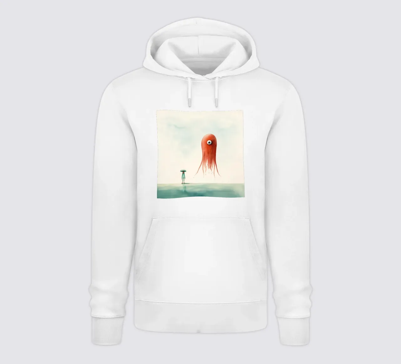 Calamaro minimo 2 felpa con cappuccio da Minimal Animal Art