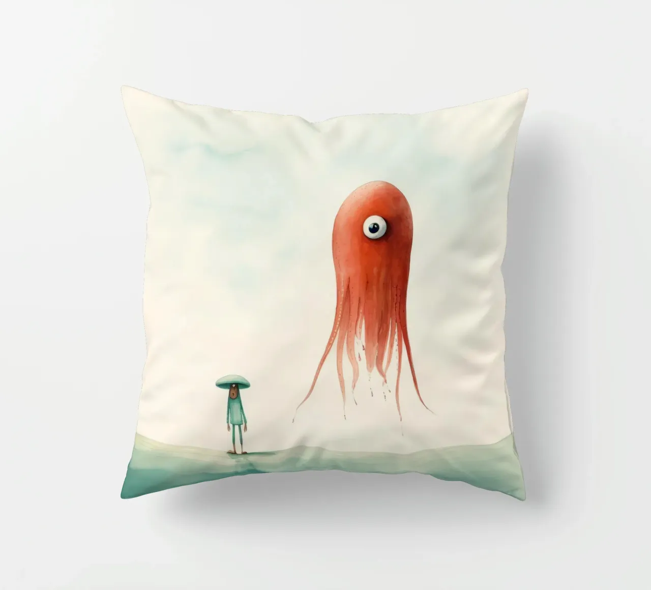 Calamaro minimo 2 cuscino da Minimal Animal Art