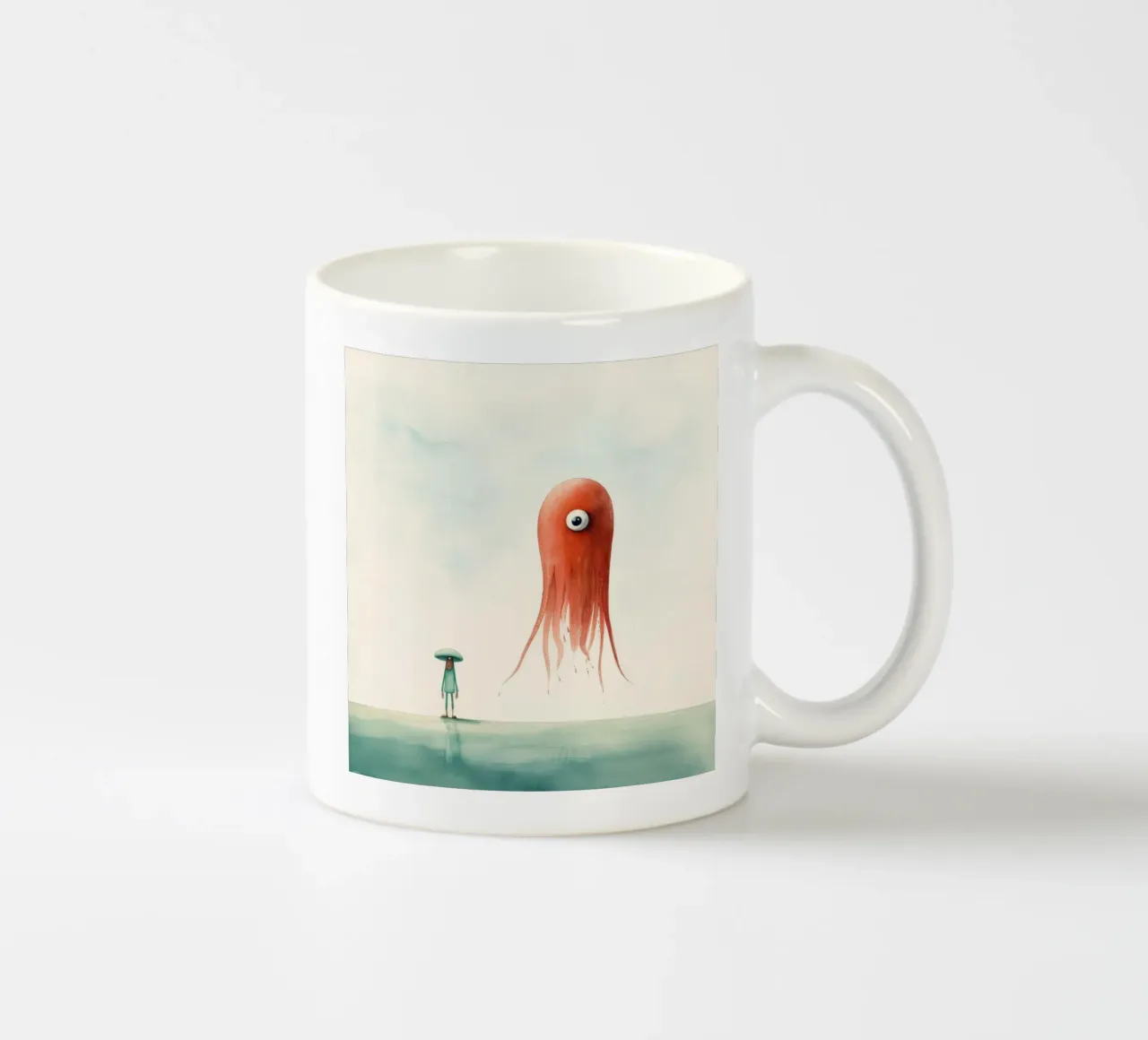 Calamaro minimo 2 tazza in ceramica da Minimal Animal Art