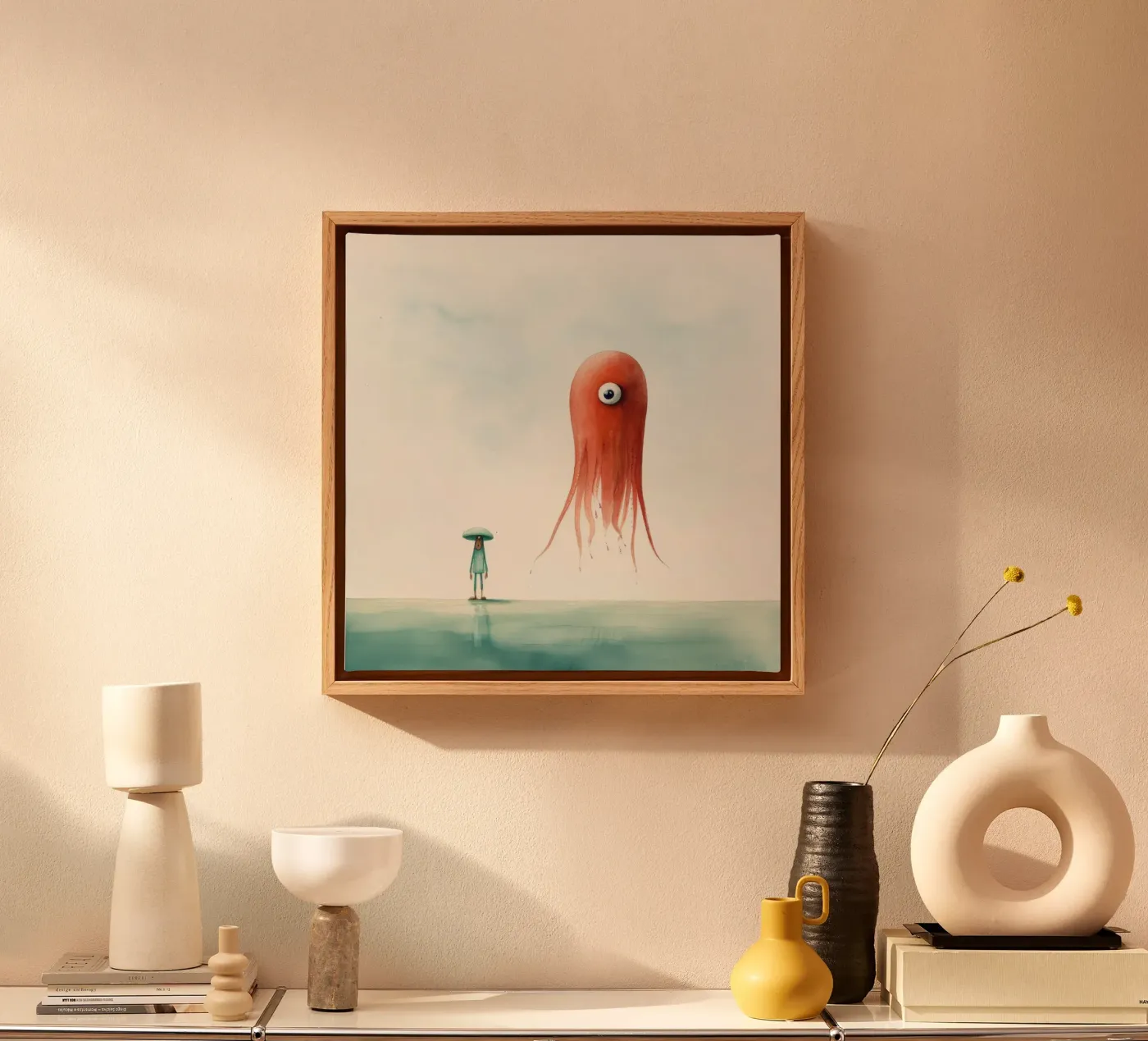 Minimal Squid tela da Minimal Animal Art