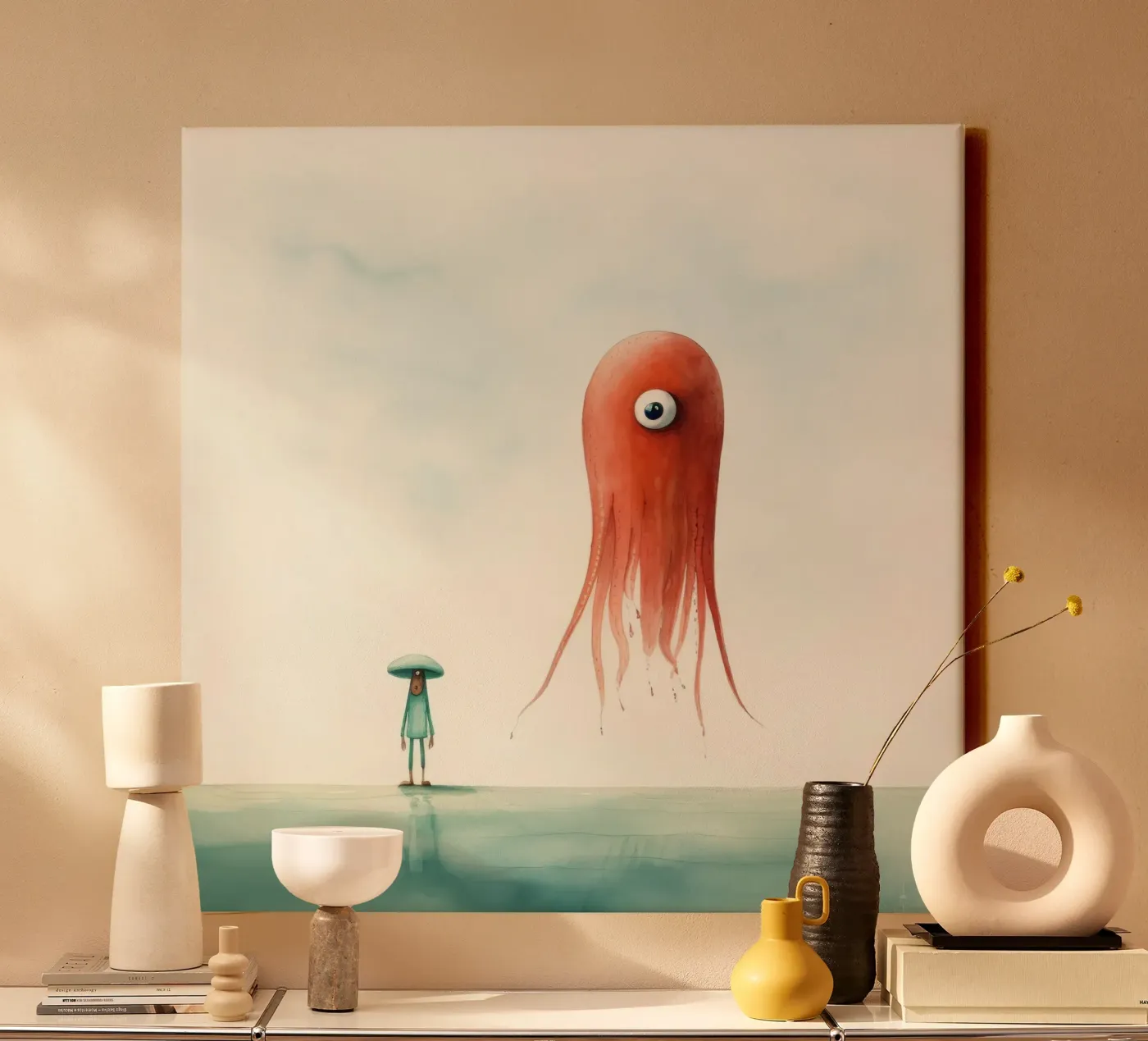 Minimal Squid tela da Minimal Animal Art