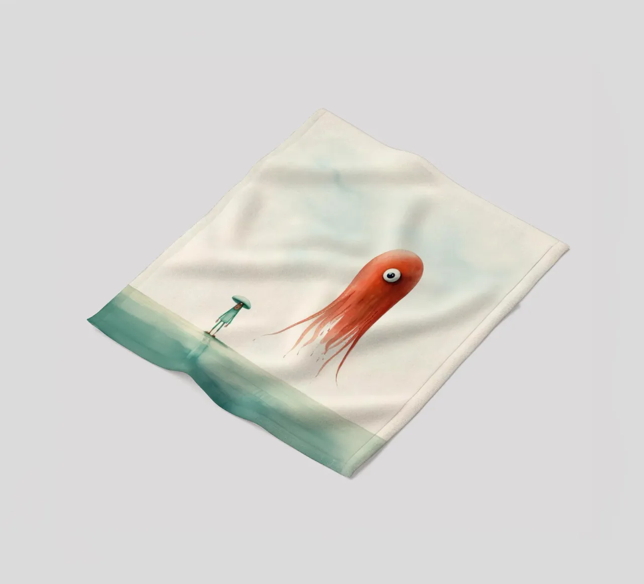Calamaro minimo 2 coperta in pile da Minimal Animal Art
