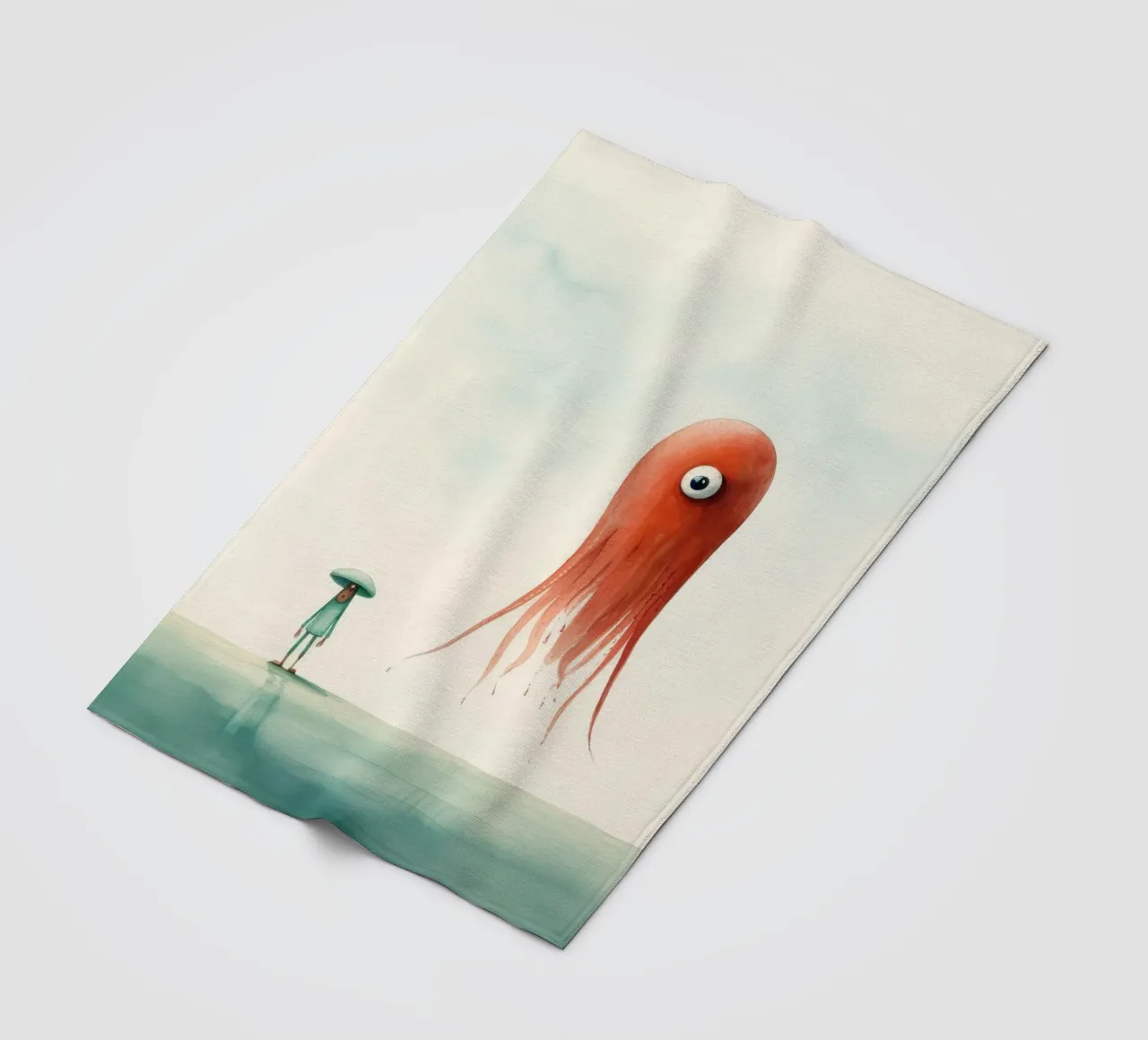 Calamaro minimo 2 coperta in pile da Minimal Animal Art