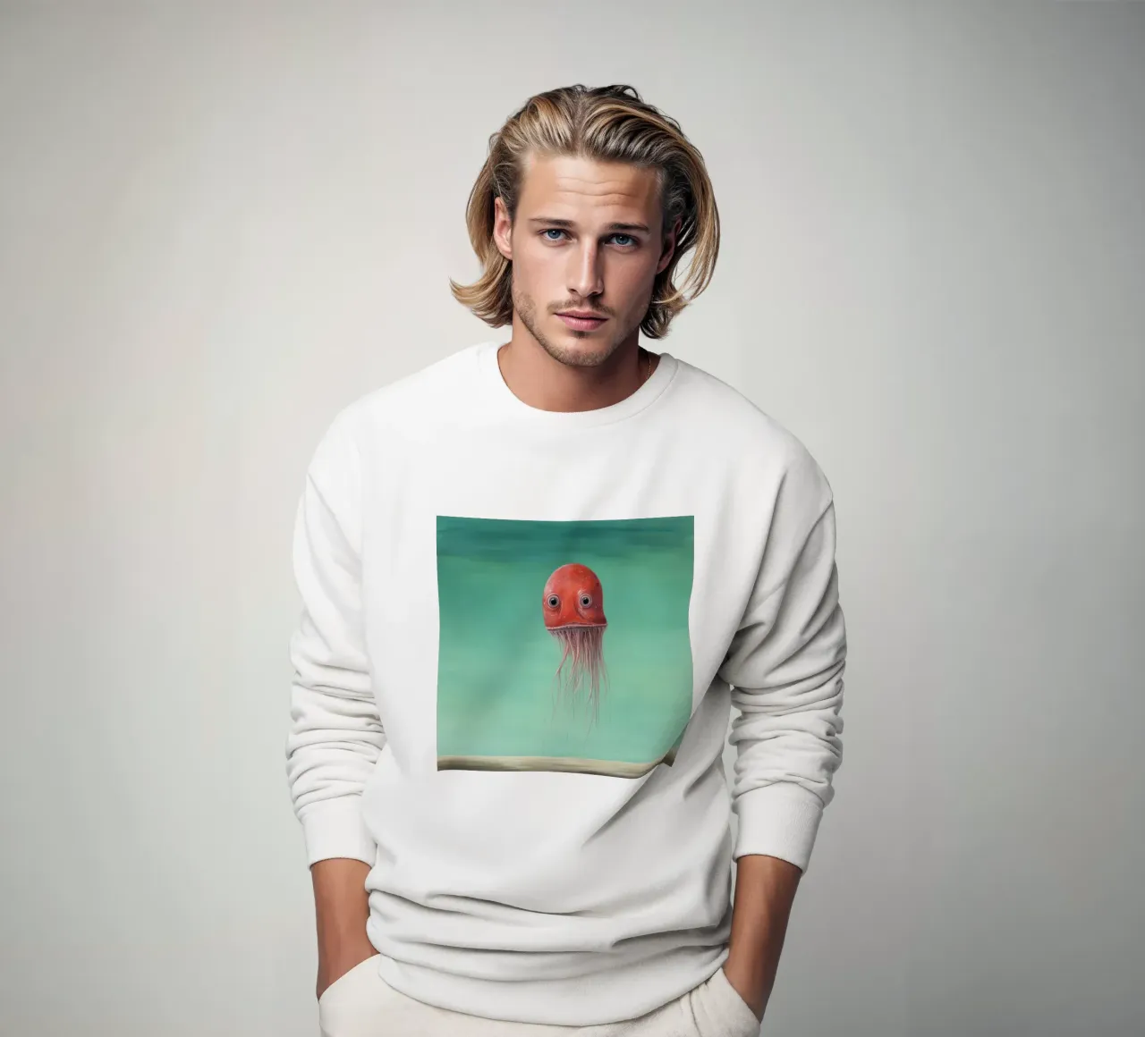 Calamaro minimo 3 felpa da Minimal Animal Art