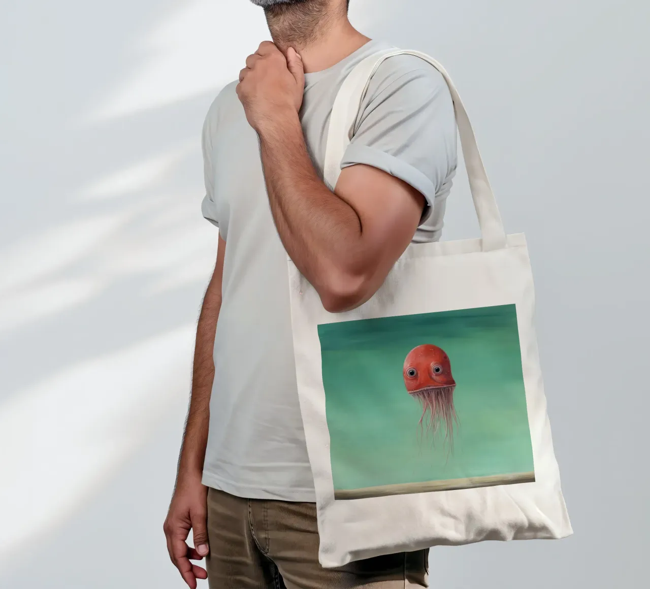 Calamaro minimo 3 borsa in juta da Minimal Animal Art