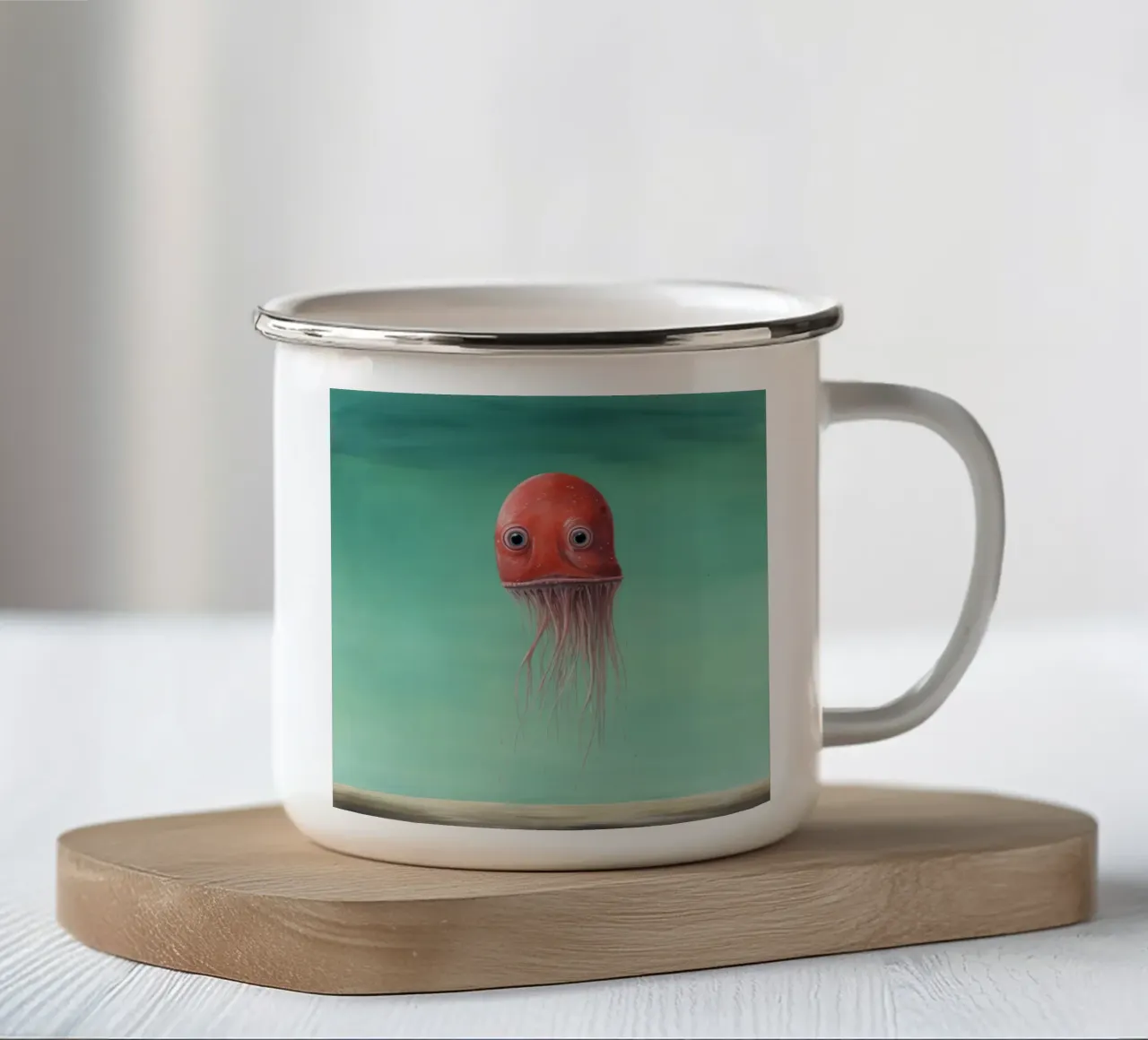 Calamaro minimo 3 tazza in smalto da Minimal Animal Art