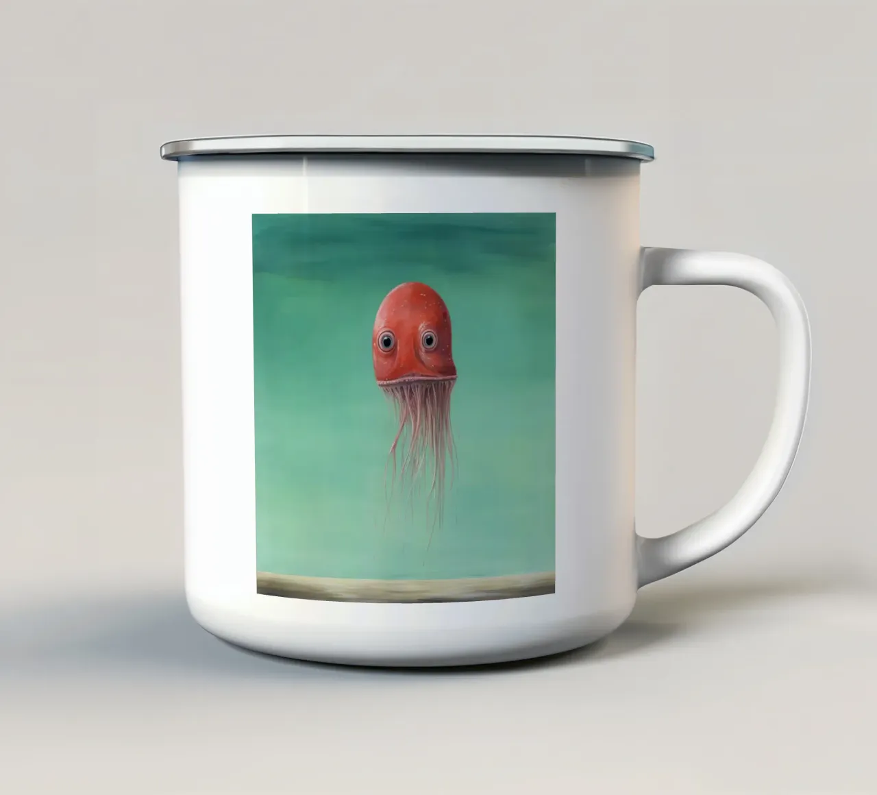 Calamaro minimo 3 tazza in smalto da Minimal Animal Art