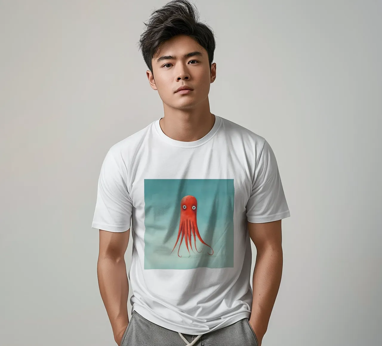 Calamaro minimo 4 t-shirt da Minimal Animal Art