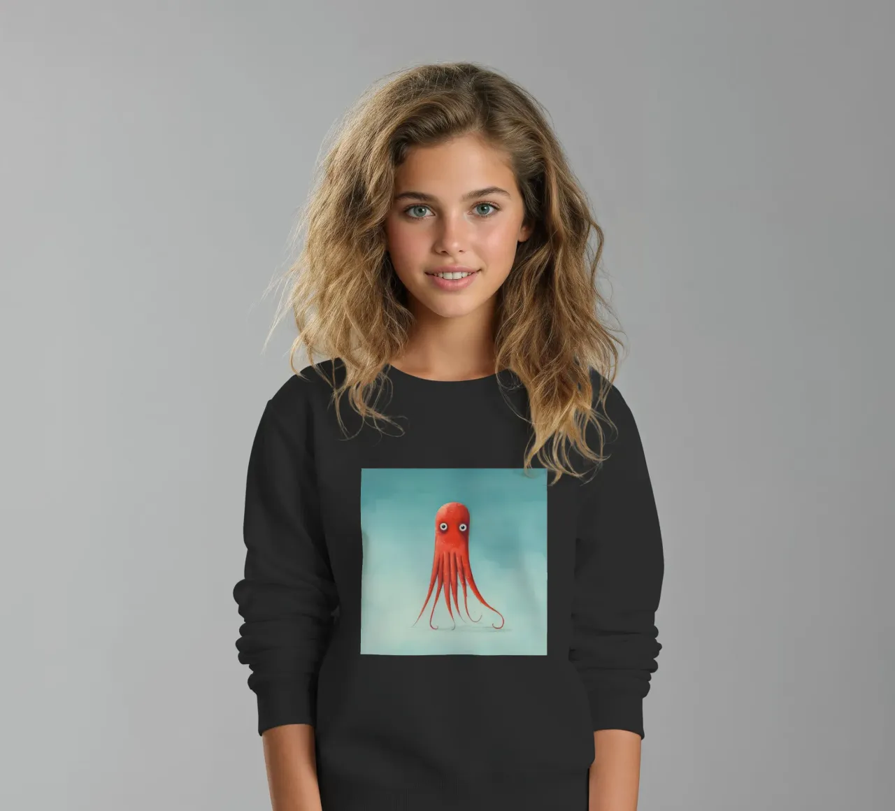 Calamaro minimo 4 felpa bambino da Minimal Animal Art