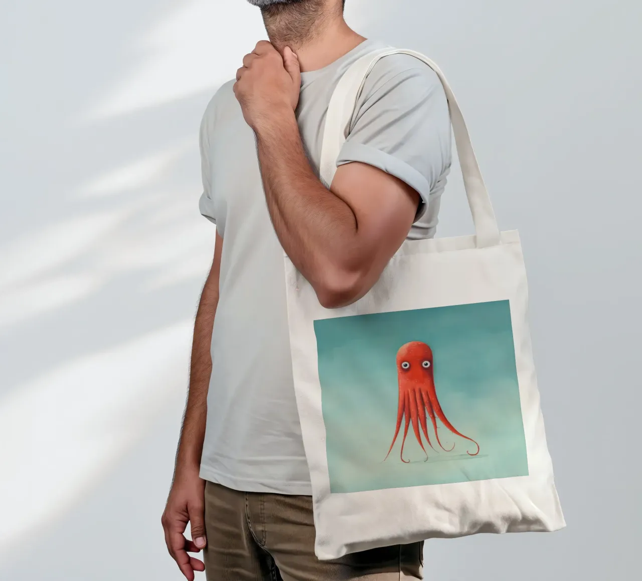 Calamaro minimo 4 borsa in juta da Minimal Animal Art