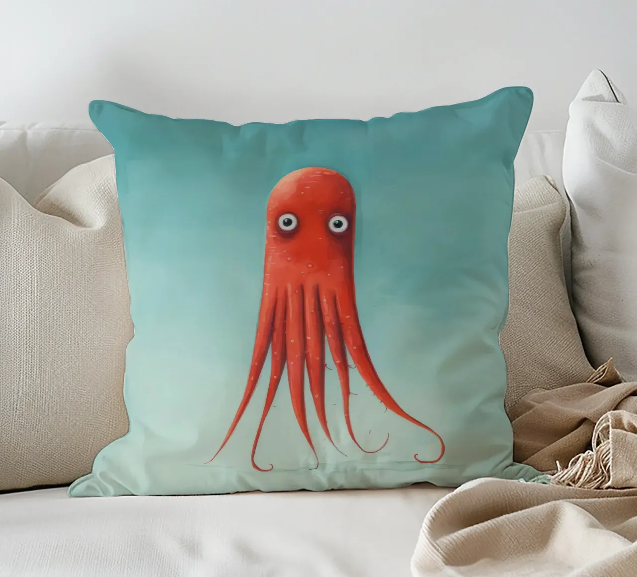 Calamaro minimo 4 cuscino da Minimal Animal Art