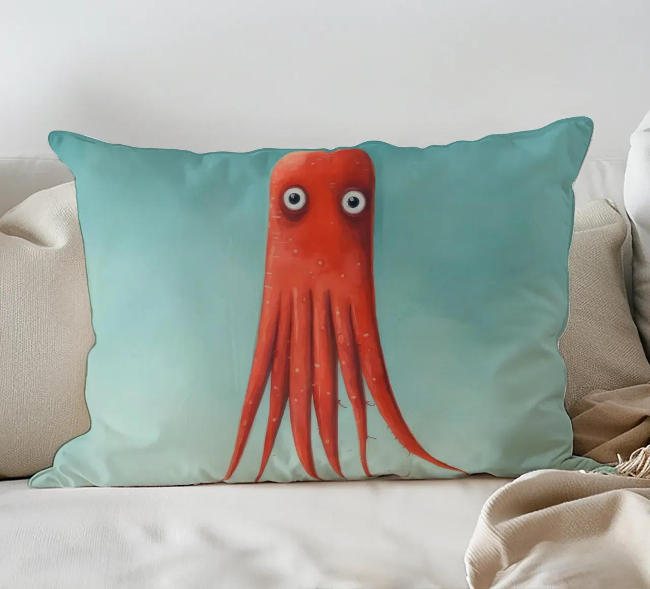 Calamaro minimo 4 cuscino da Minimal Animal Art