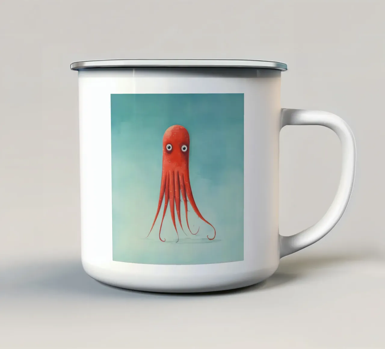 Calamaro minimo 4 tazza in smalto da Minimal Animal Art