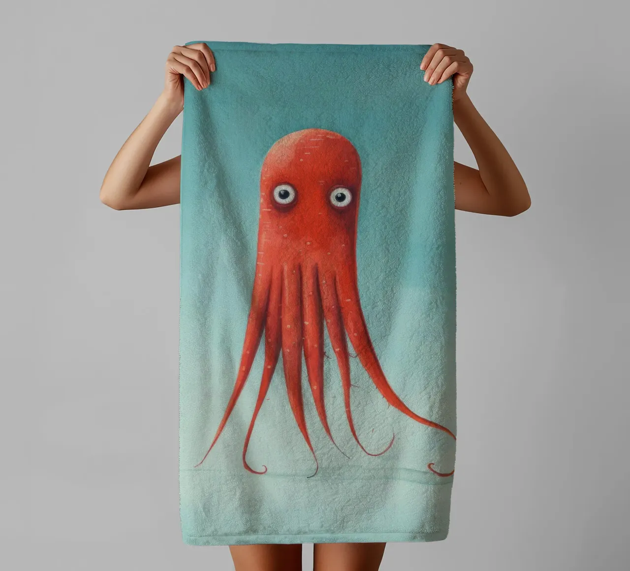 Minimum Squid 4 towel by Minimal Animal Art