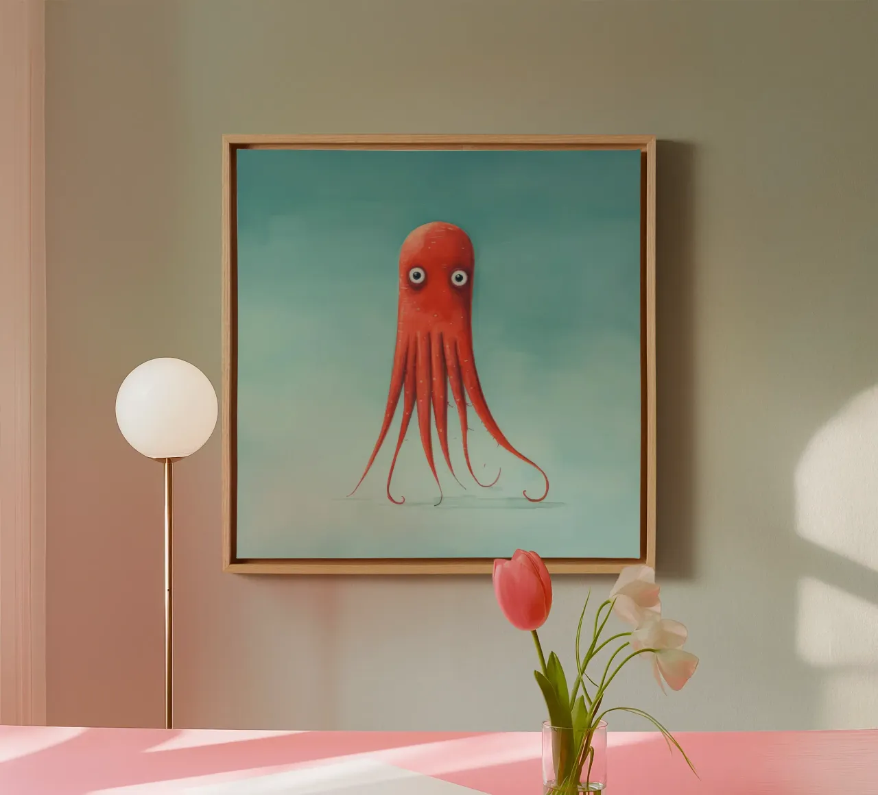 Minimum Squid 4 canvas by Minimal Animal Art