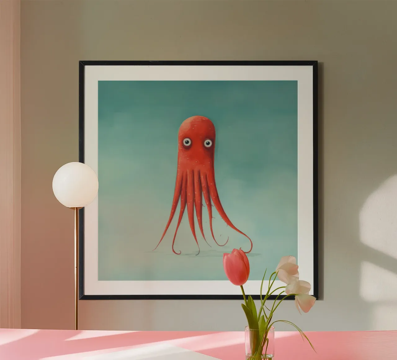 Minimum Squid 4 poster with plastic frame by Minimal Animal Art