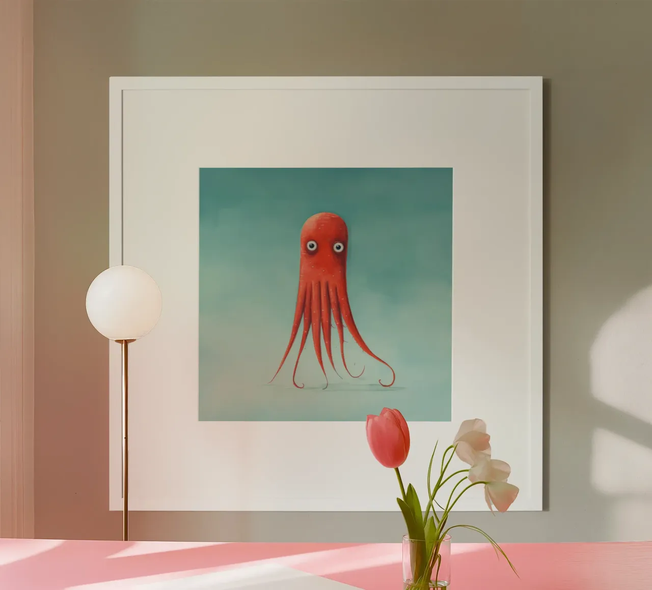 Minimum Squid 4 poster with plastic frame by Minimal Animal Art