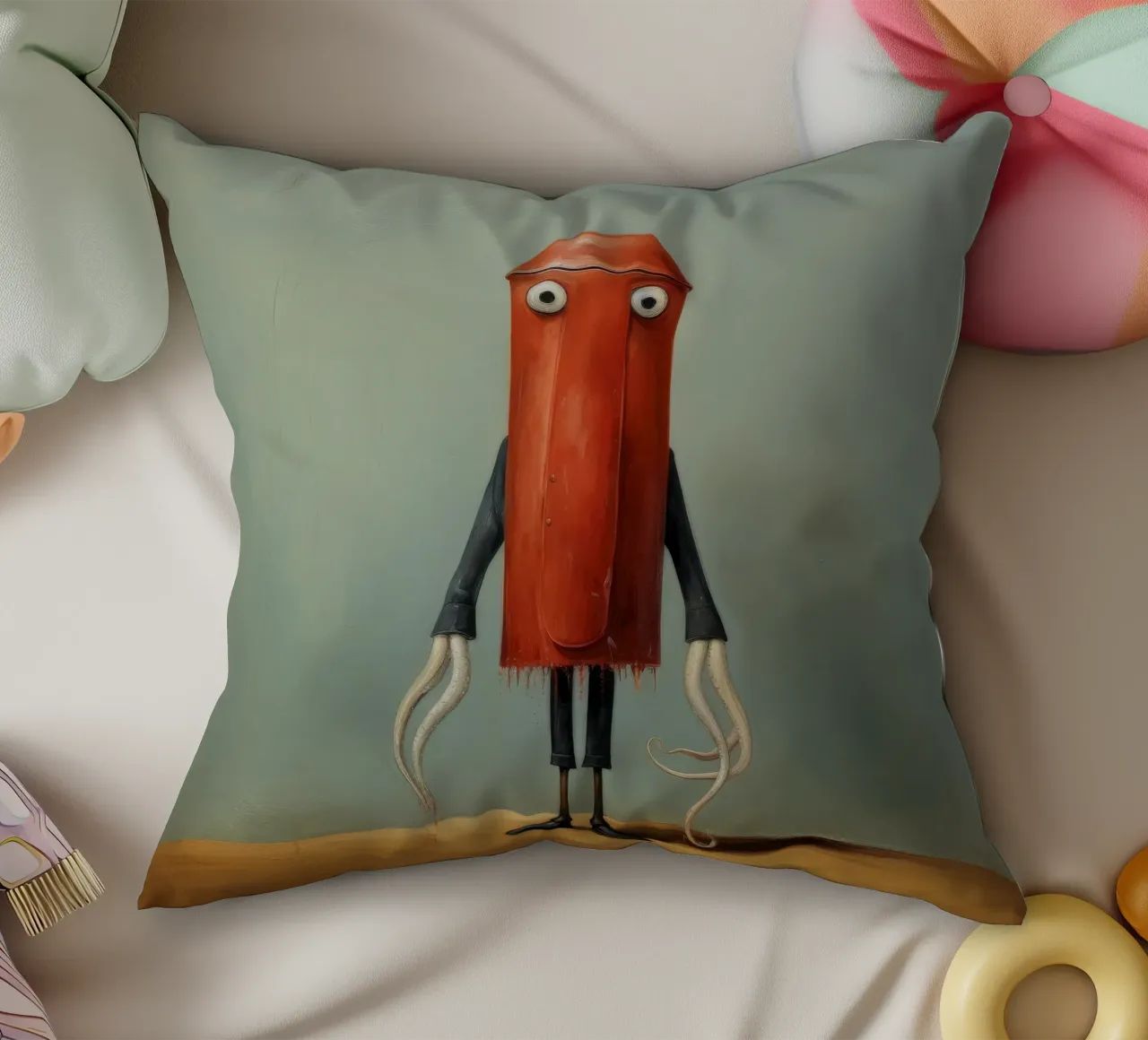 Calamaro minimo 1 cuscino da Minimal Animal Art