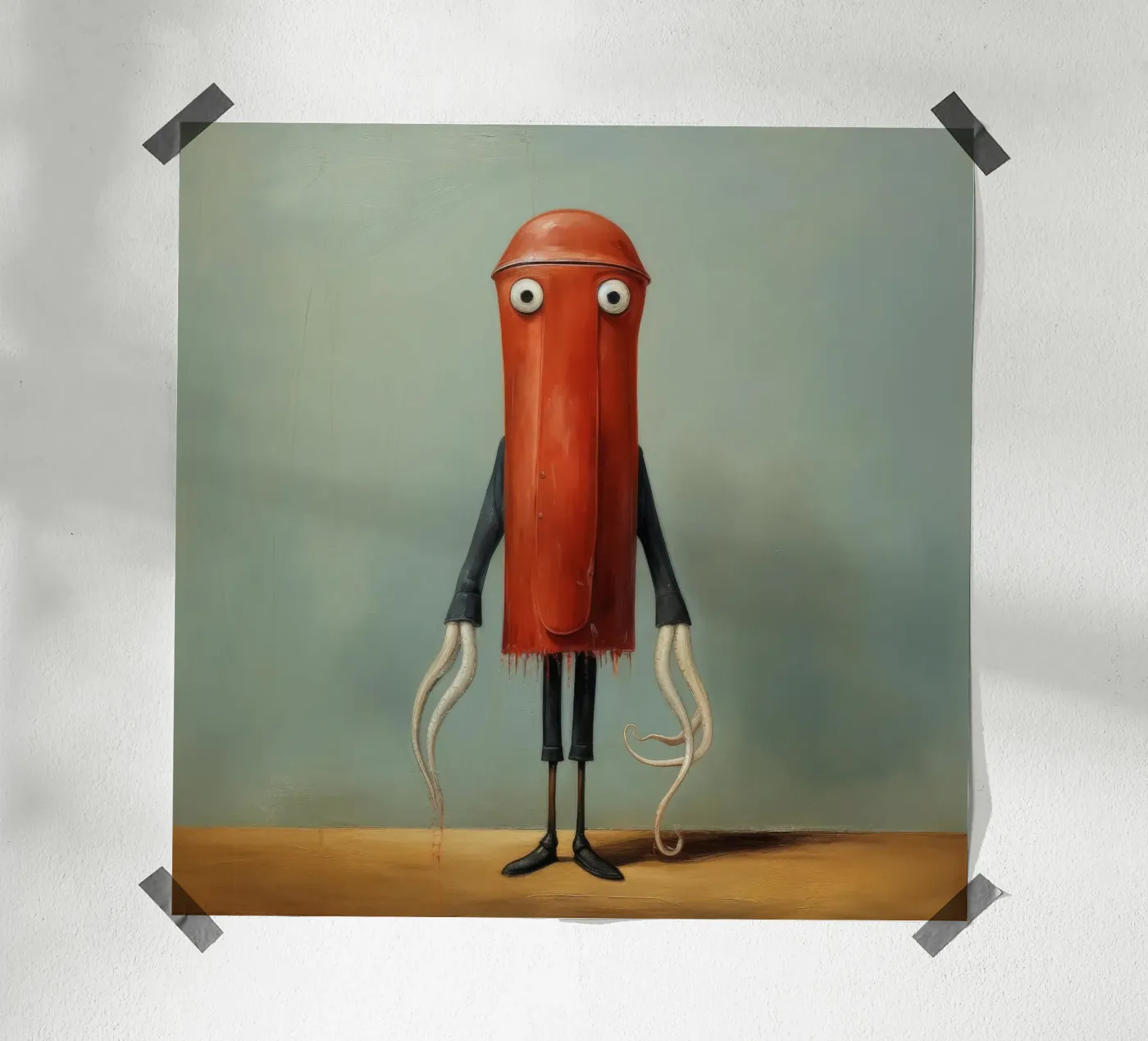 Minimal Squid poster van Minimal Animal Art