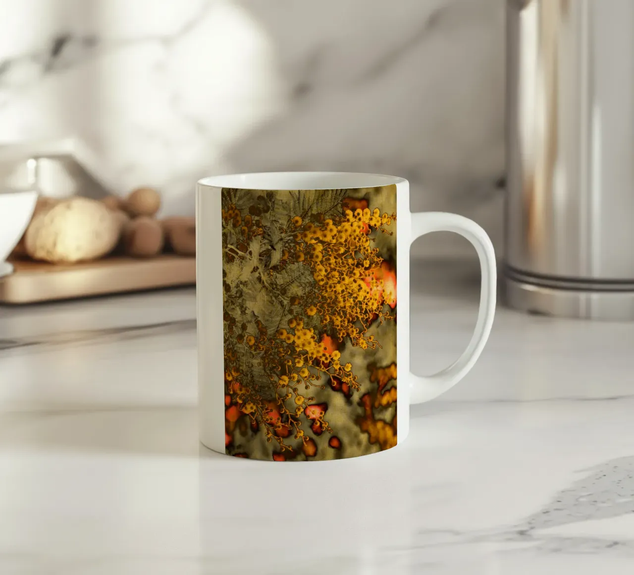 Mimosa stilizzata tazza in ceramica da Teresa André