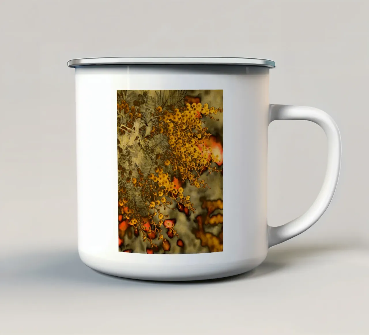 Mimosa stilizzata tazza in smalto da Teresa André