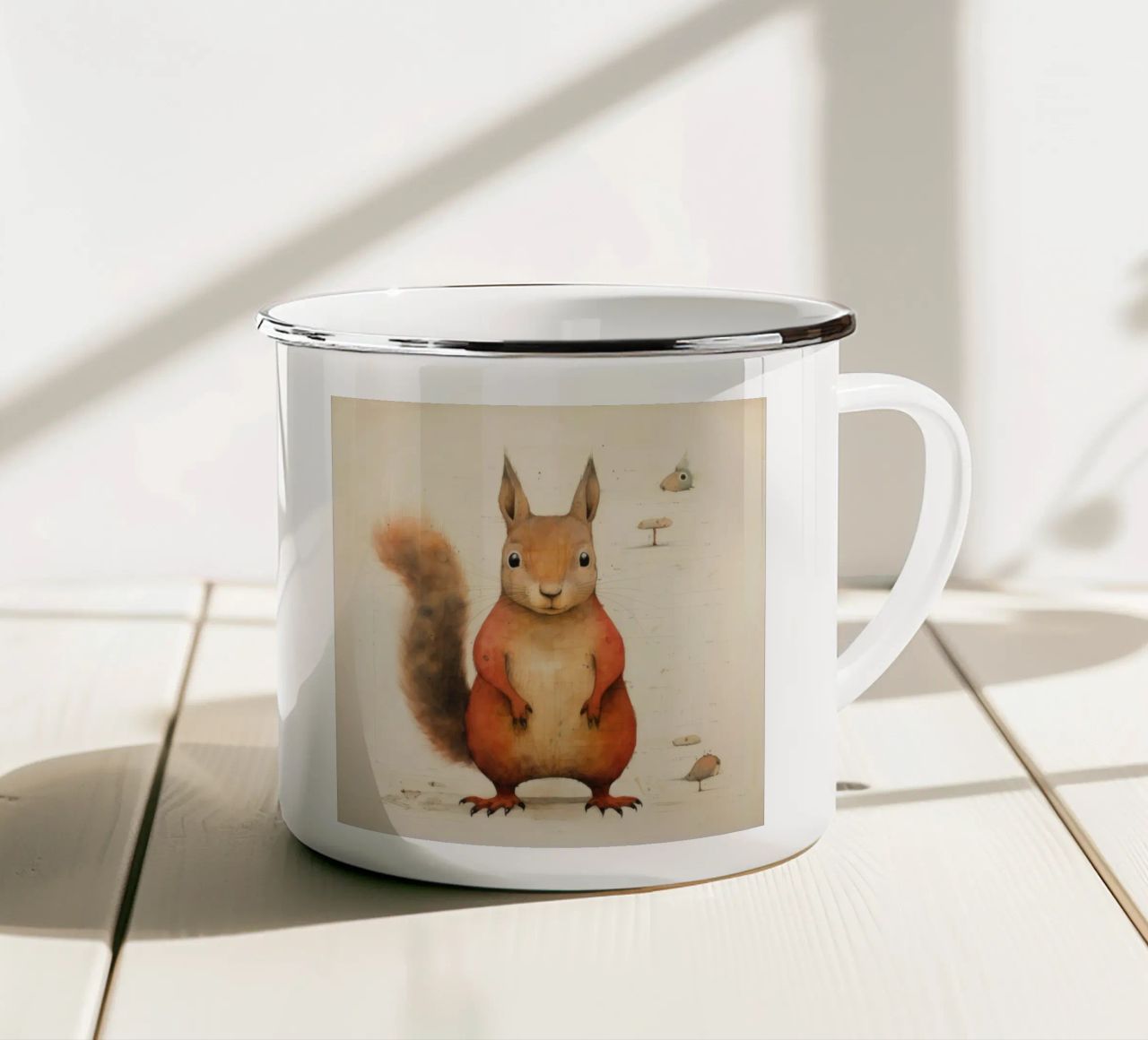 Scoiattolo minimo 2 tazza in smalto da Minimal Animal Art