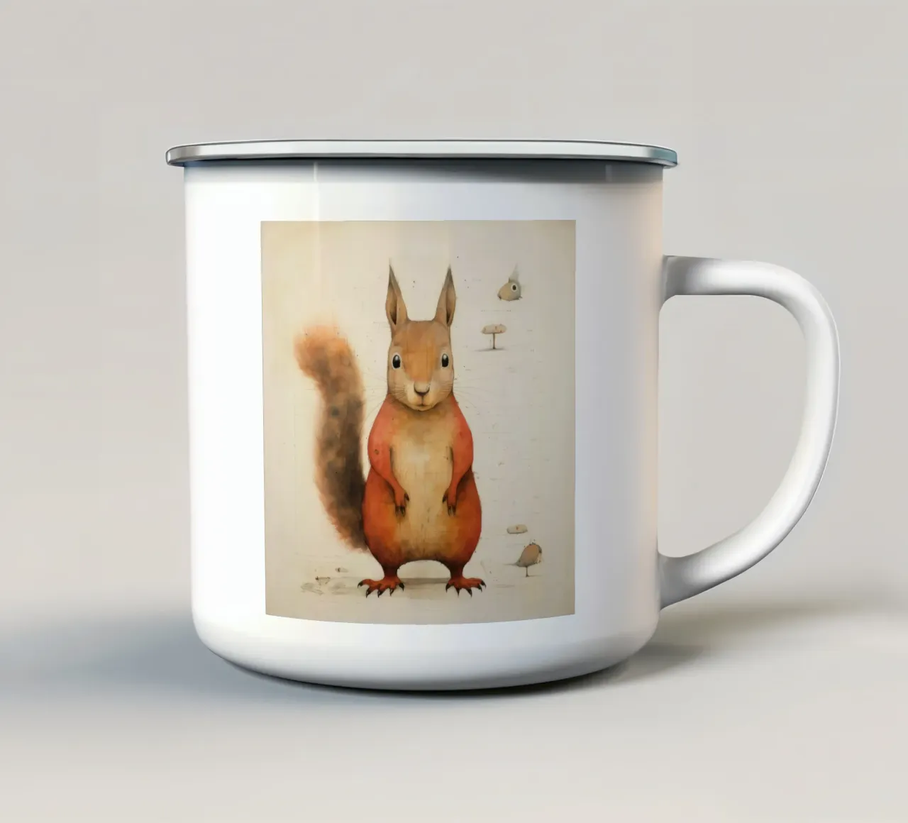 Minimales Eichhörnchen 2 Emaille Tasse von Minimal Animal Art